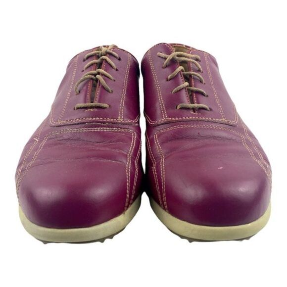 Footjoy LoPro Womens Maroon Red Leather Lace Up Golf Shoes Cleats US 7.5 M 97028 - Picture 2 of 11